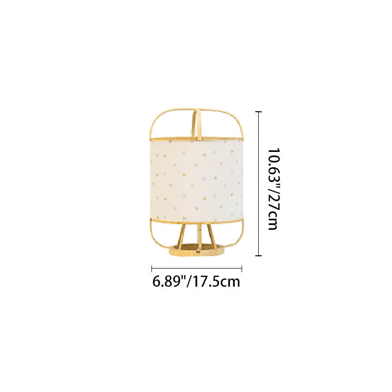 Bamboo Imitation Vellum Round Table Lamp
