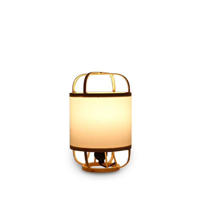 Bamboo Imitation Vellum Round Table Lamp