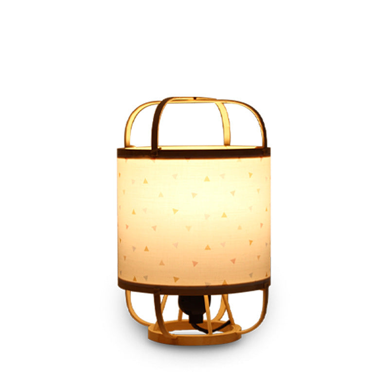 Bamboo Imitation Vellum Round Table Lamp