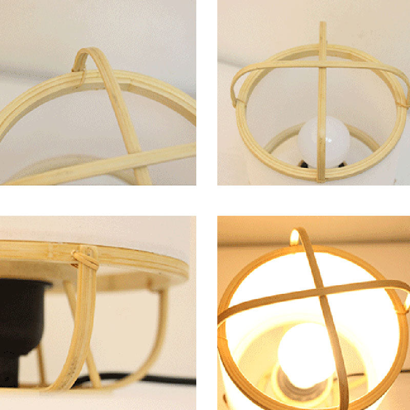Bamboo Imitation Vellum Round Table Lamp