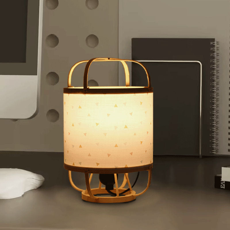 Bamboo Imitation Vellum Round Table Lamp