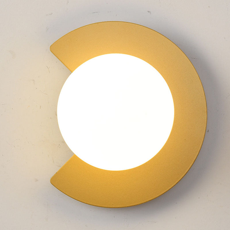 Iron Glass C-Shape Round Wall Lamp
