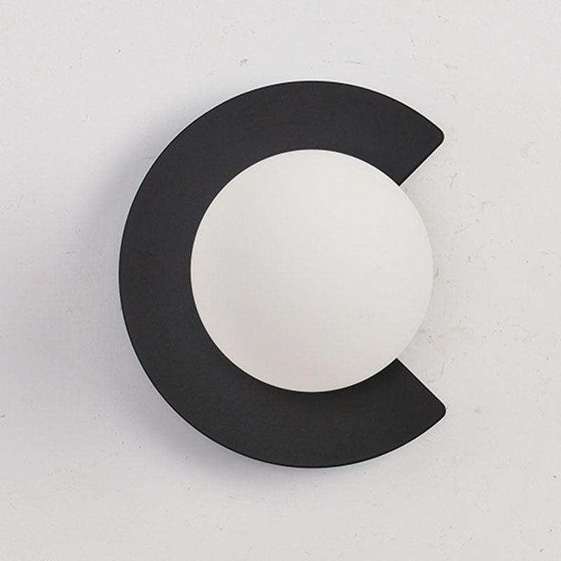 Iron Glass C-Shape Round Wall Lamp