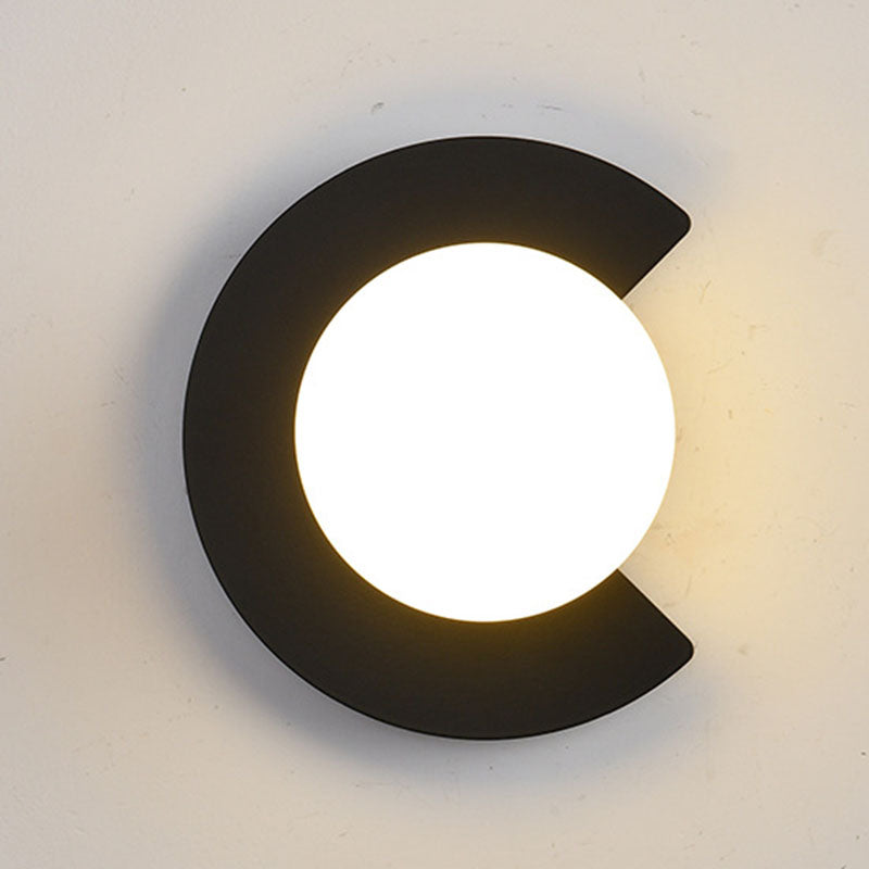 Iron Glass C-Shape Round Wall Lamp