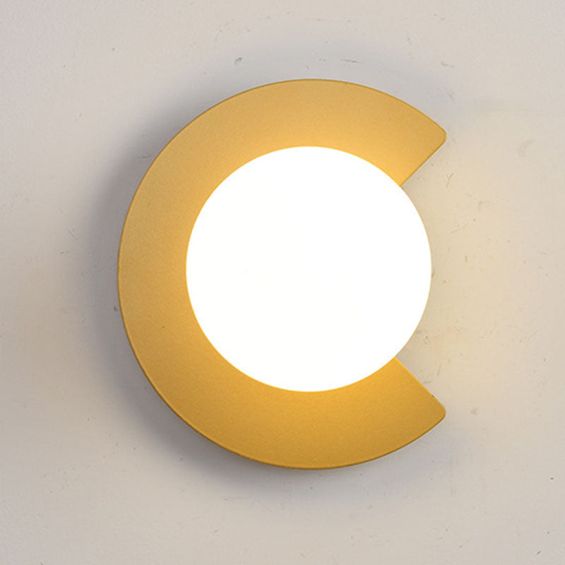 Iron Glass C-Shape Round Wall Lamp