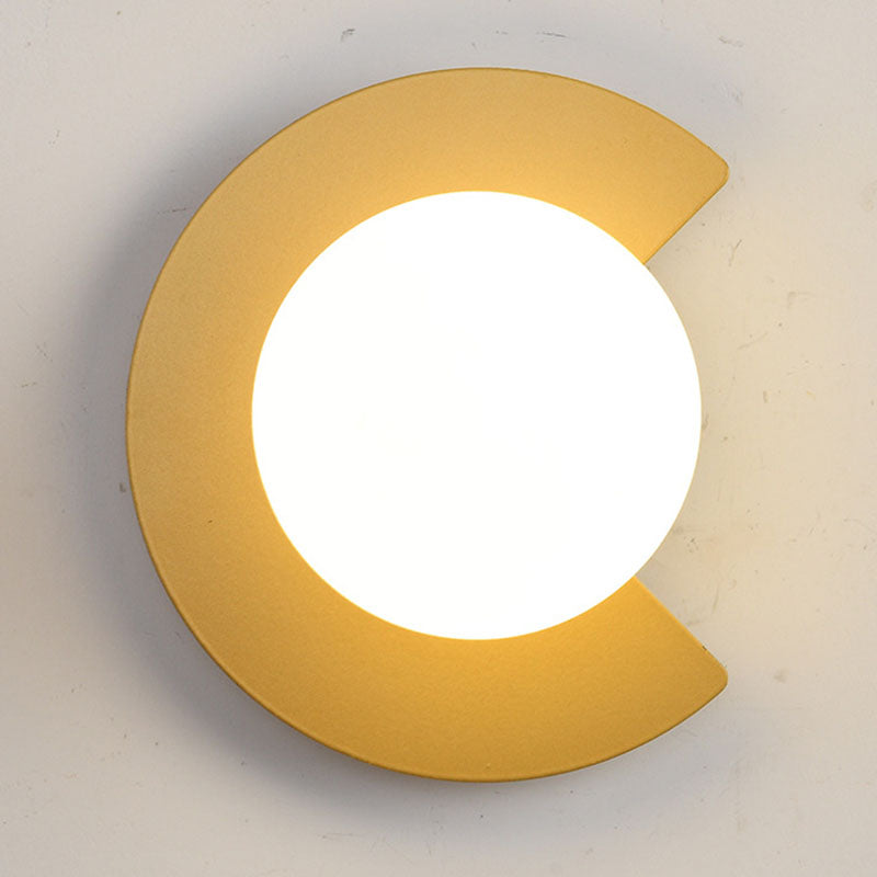 Iron Glass C-Shape Round Wall Lamp