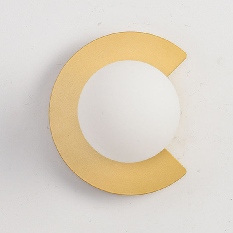 Iron Glass C-Shape Round Wall Lamp