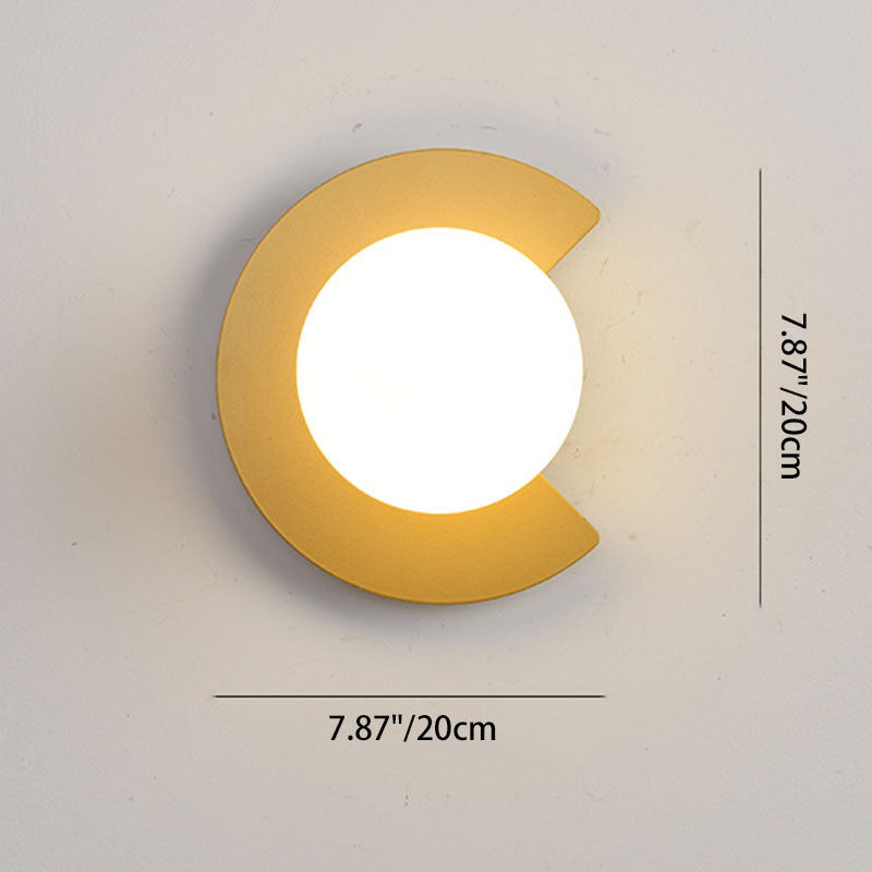 Iron Glass C-Shape Round Wall Lamp