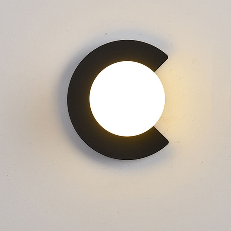 Iron Glass C-Shape Round Wall Lamp