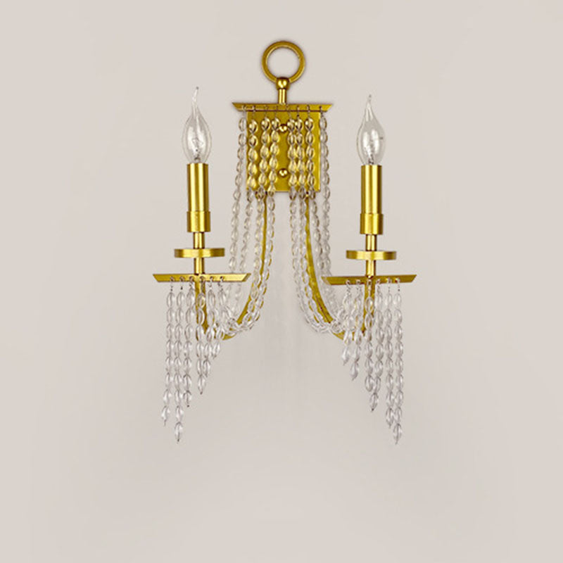Iron Crystal Candle 1/2 Wall Lamp