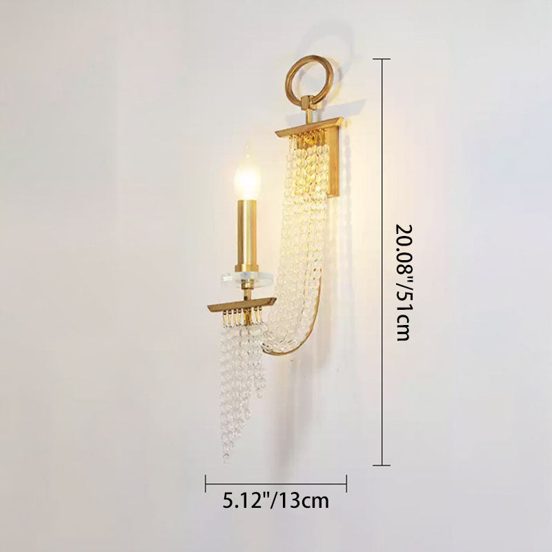 Iron Crystal Candle 1/2 Wall Lamp