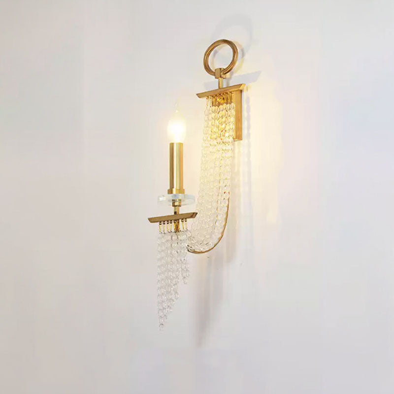 Iron Crystal Candle 1/2 Wall Lamp