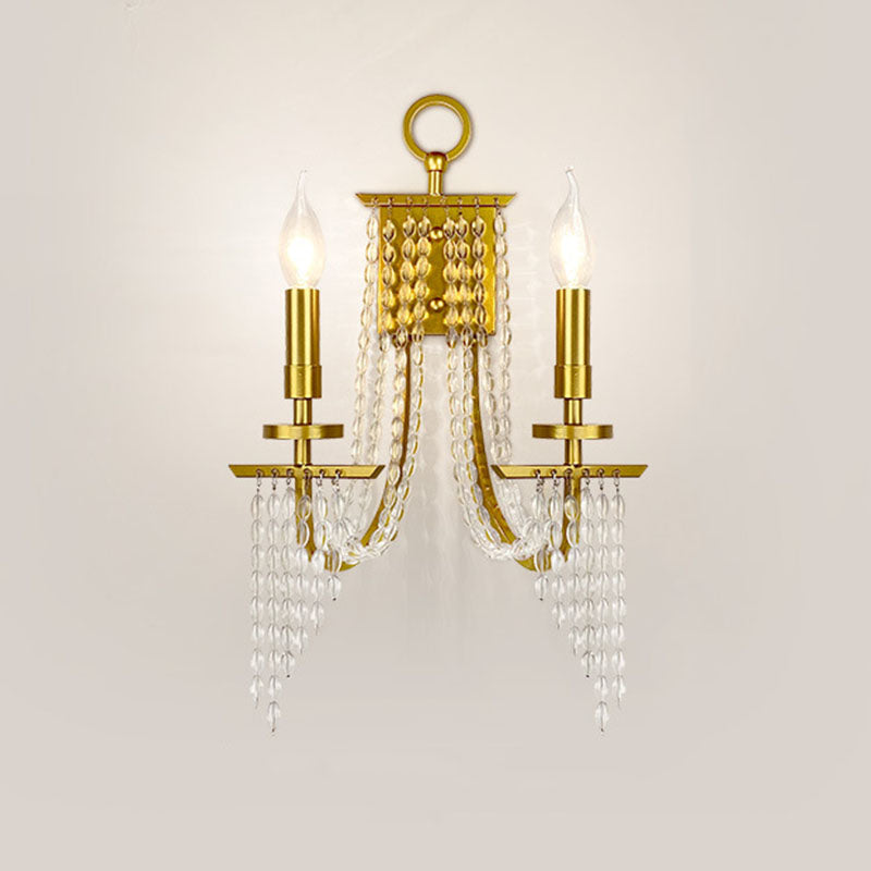 Iron Crystal Candle 1/2 Wall Lamp