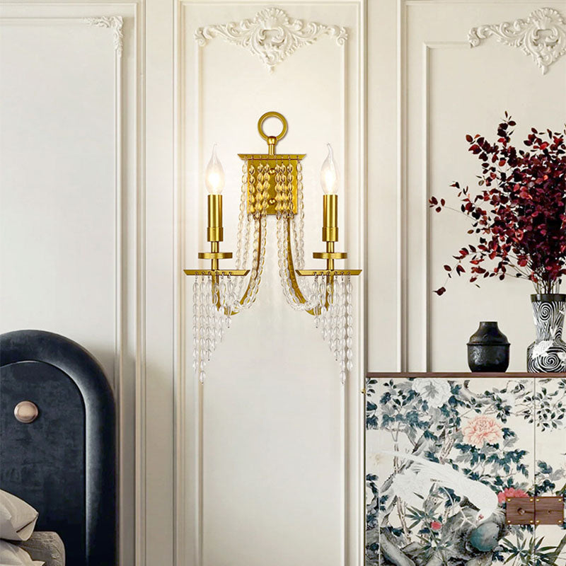 Iron Crystal Candle 1/2 Wall Lamp
