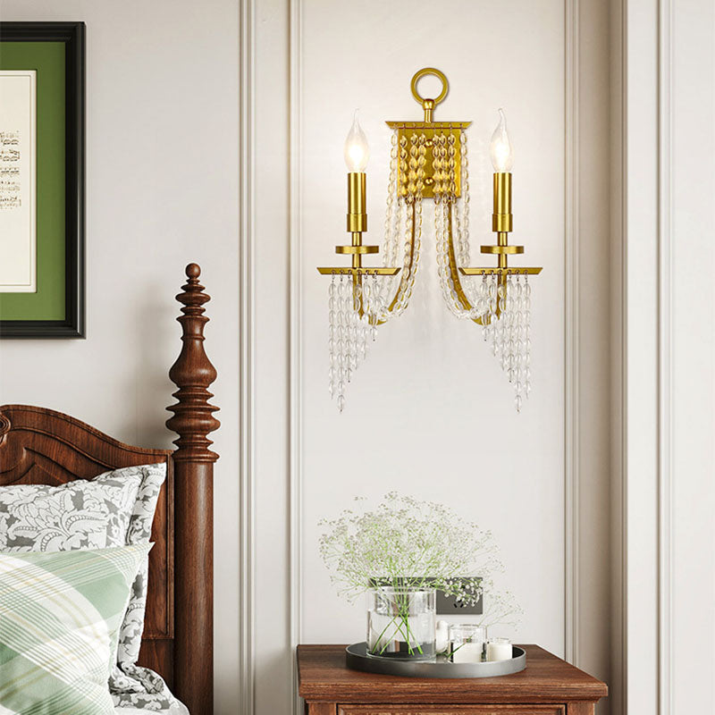 Iron Crystal Candle 1/2 Wall Lamp