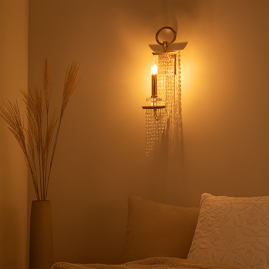Iron Crystal Candle 1/2 Wall Lamp