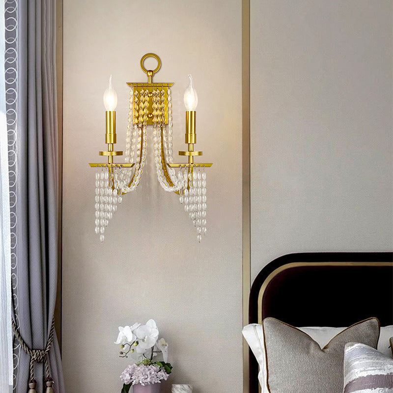 Iron Crystal Candle 1/2 Wall Lamp