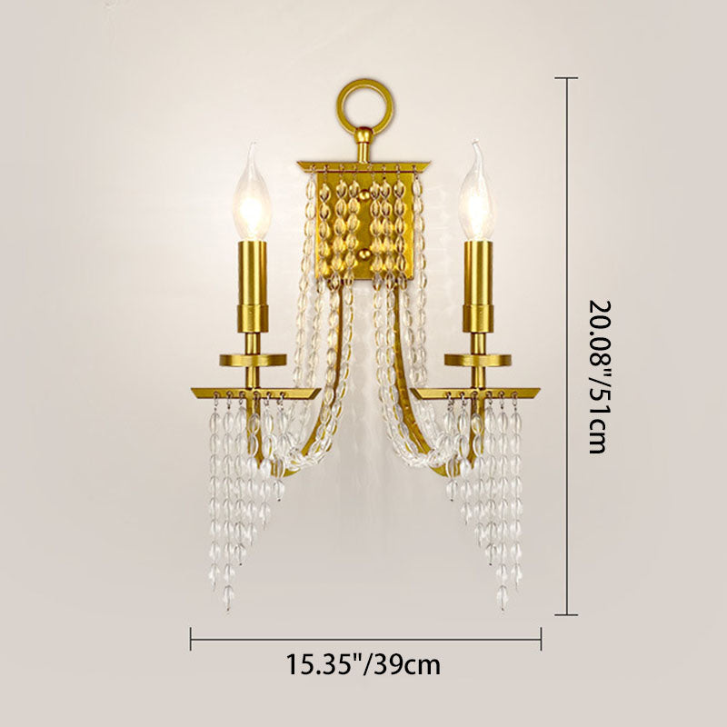Iron Crystal Candle 1/2 Wall Lamp