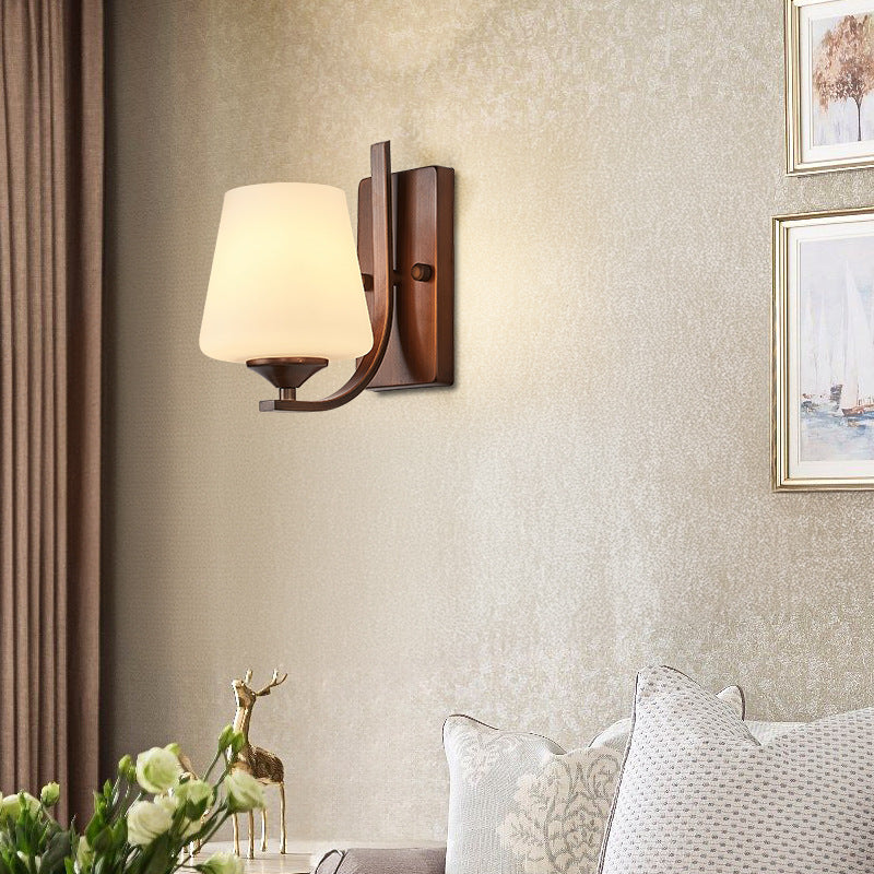 Iron Glass Lantern Flower Wall Lamp