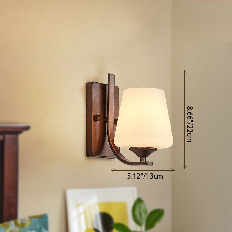 Iron Glass Lantern Flower Wall Lamp