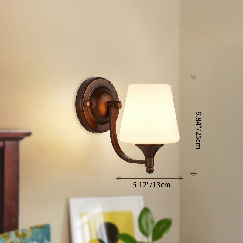 Iron Glass Lantern Flower Wall Lamp
