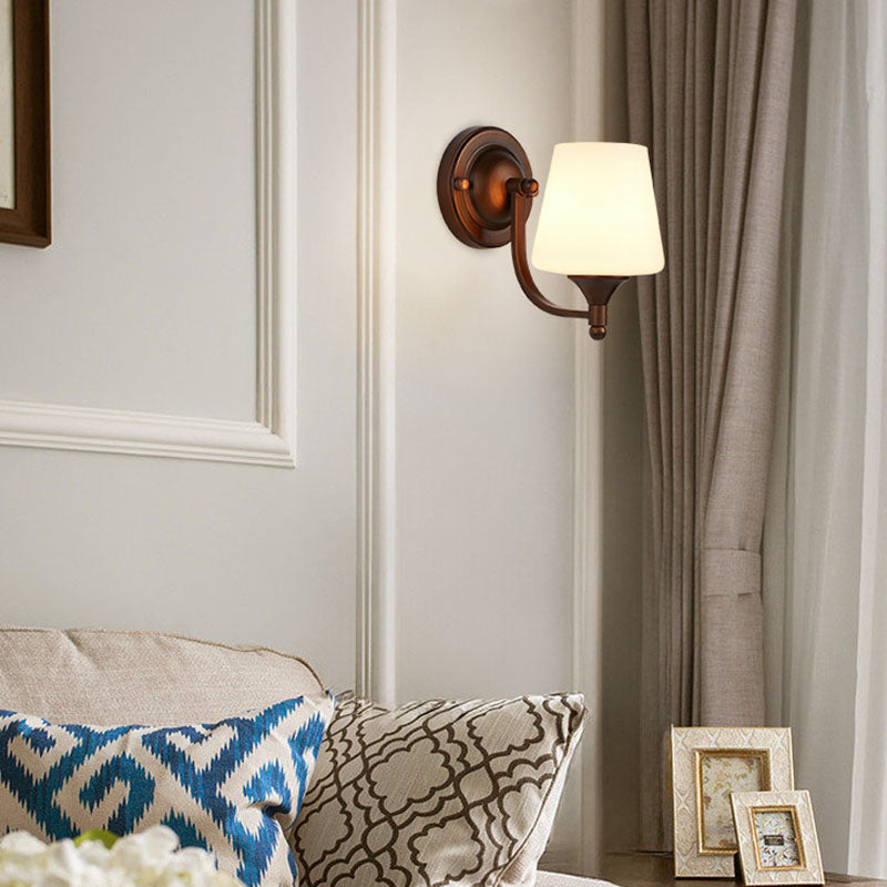 Iron Glass Lantern Flower Wall Lamp