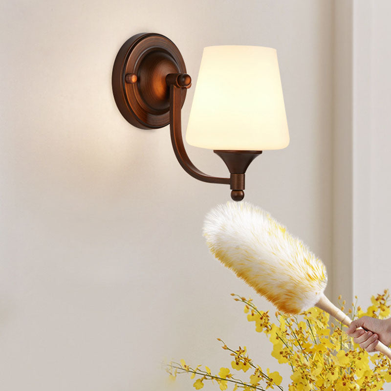 Iron Glass Lantern Flower Wall Lamp