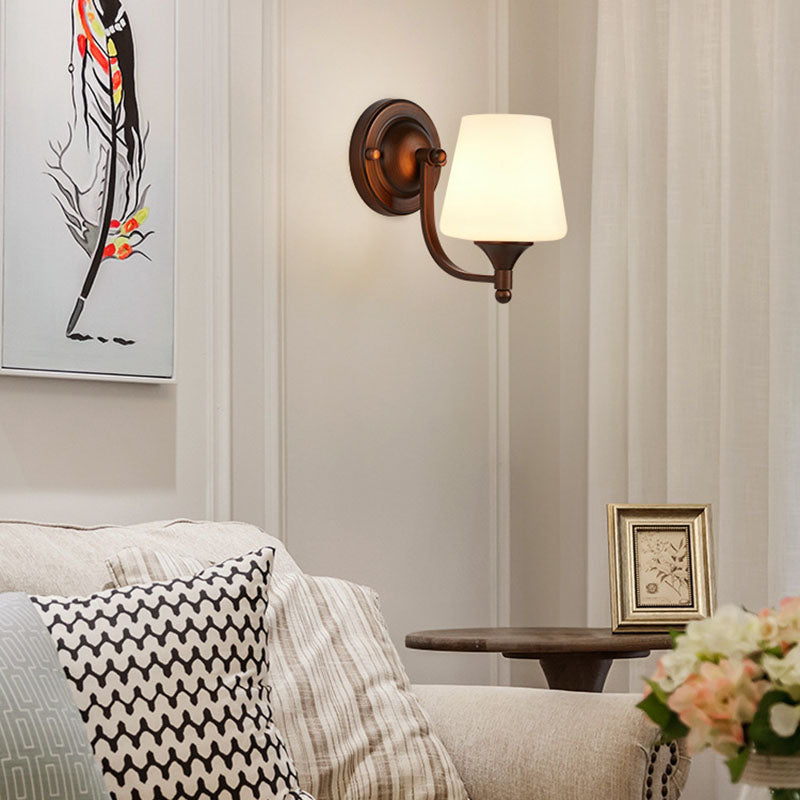 Iron Glass Lantern Flower Wall Lamp