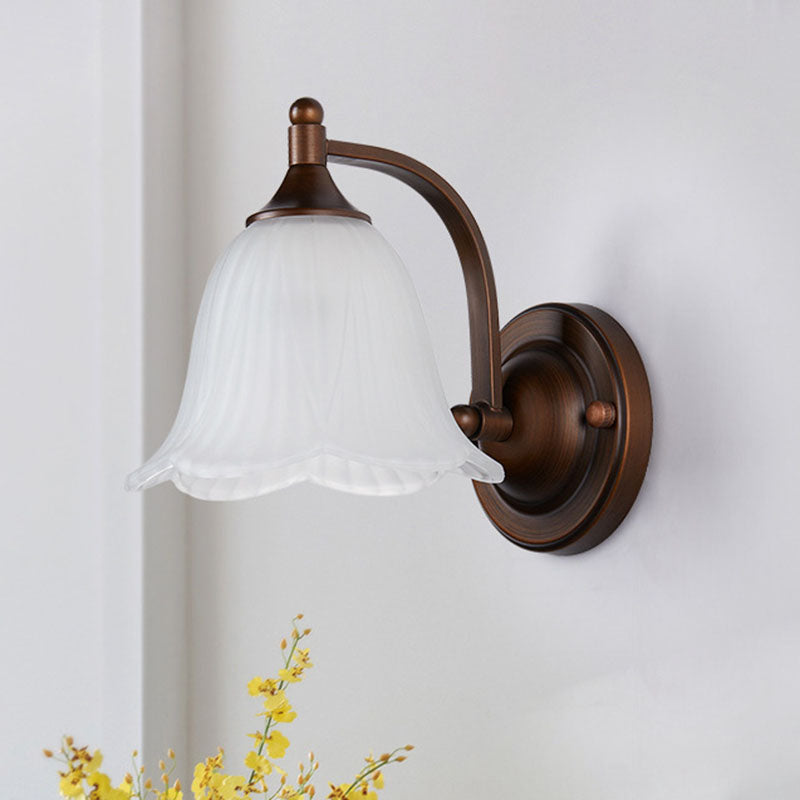 Iron Glass Lantern Flower Wall Lamp