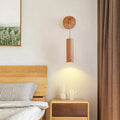 Oak Glass Cylinder Bedroom Wall Lamp