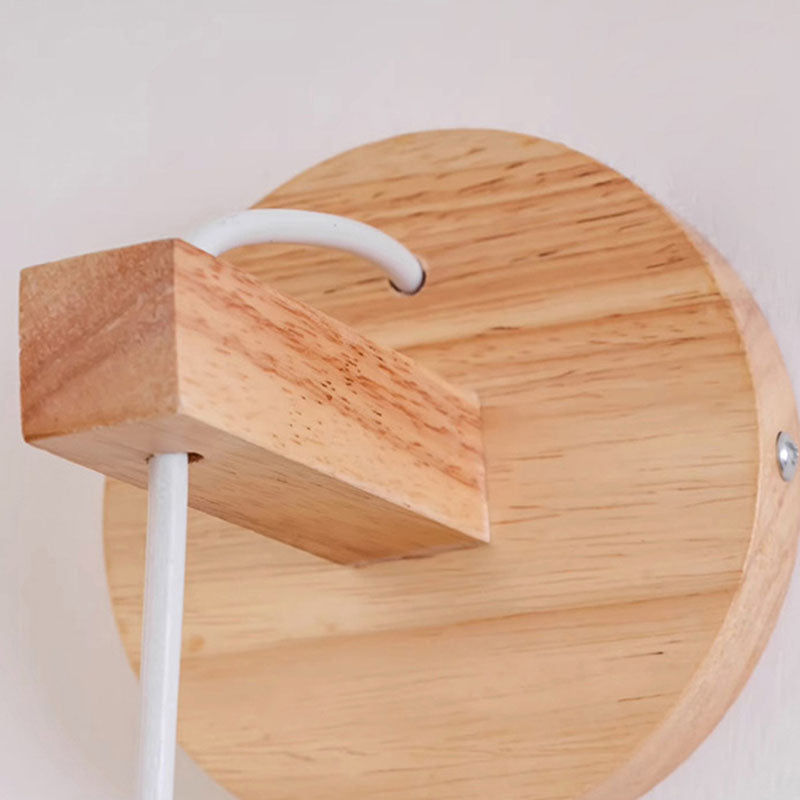 Oak Glass Cylinder Bedroom Wall Lamp