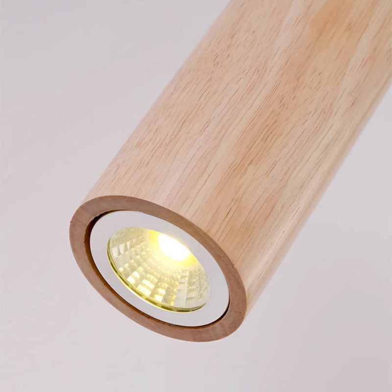 Oak Glass Cylinder Bedroom Wall Lamp