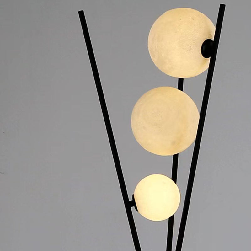 Contemporary Scandinavian Iron Moon 3-Light Floor Lamp