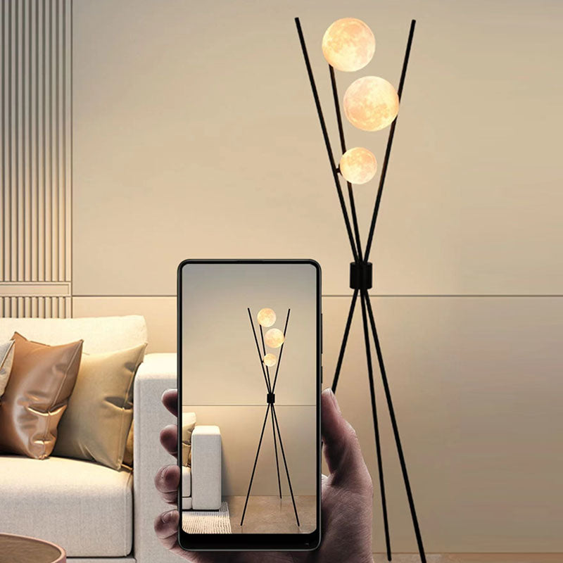 Contemporary Scandinavian Iron Moon 3-Light Floor Lamp