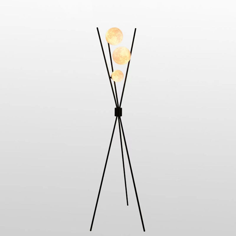 Contemporary Scandinavian Iron Moon 3-Light Floor Lamp