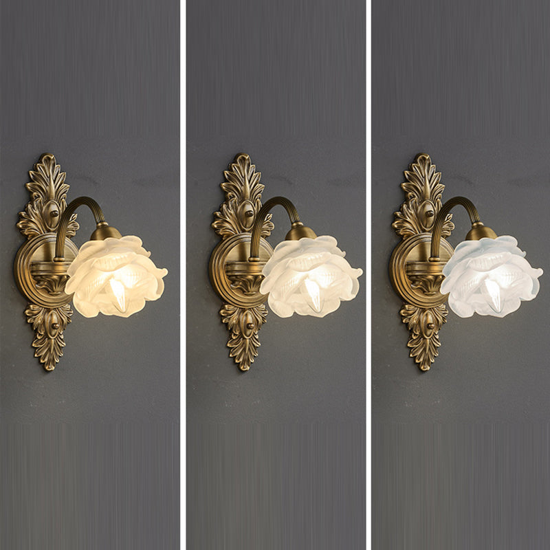Copper Glass Flower 1/2 Wall Lamp