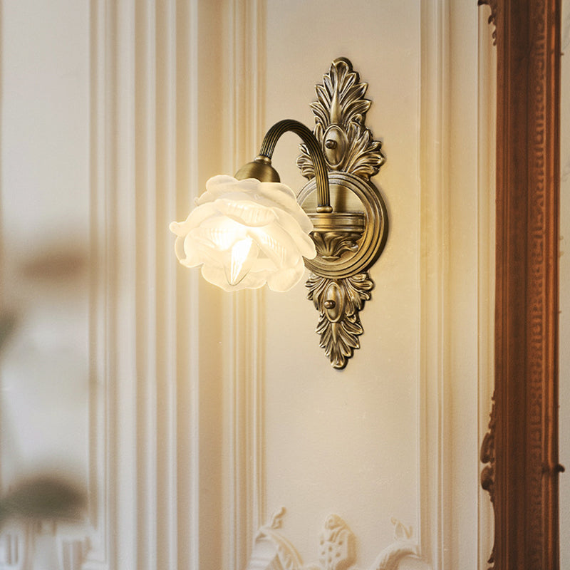 Copper Glass Flower 1/2 Wall Lamp