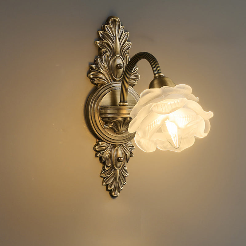 Copper Glass Flower 1/2 Wall Lamp
