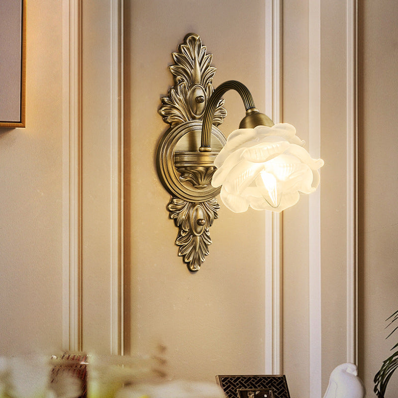 Copper Glass Flower 1/2 Wall Lamp