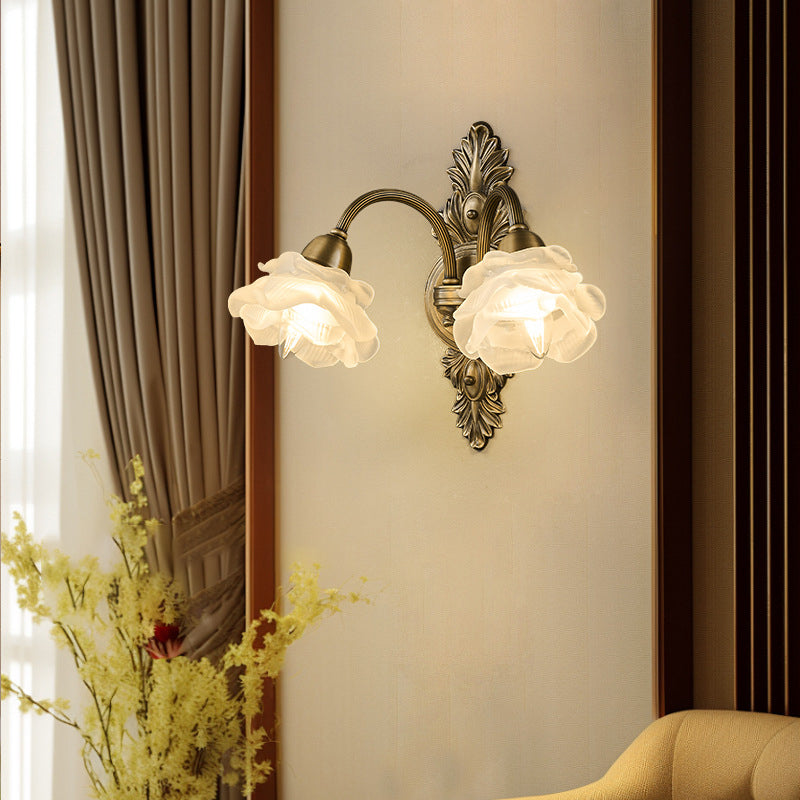 Copper Glass Flower 1/2 Wall Lamp