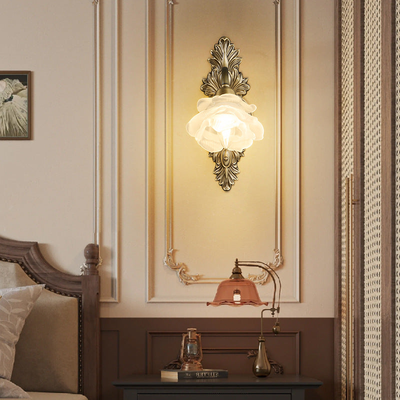 Copper Glass Flower 1/2 Wall Lamp