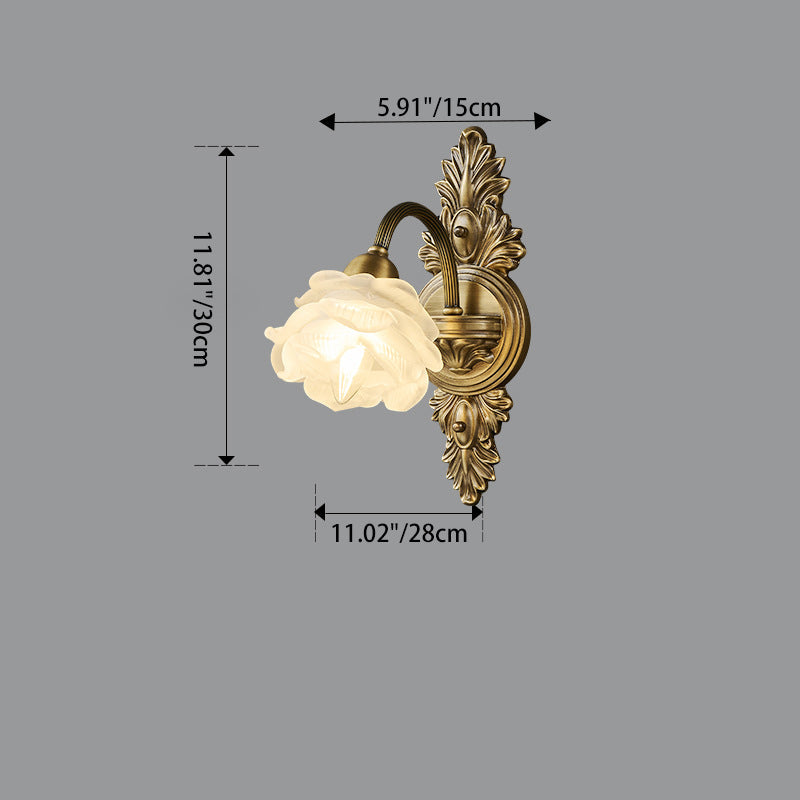Copper Glass Flower 1/2 Wall Lamp