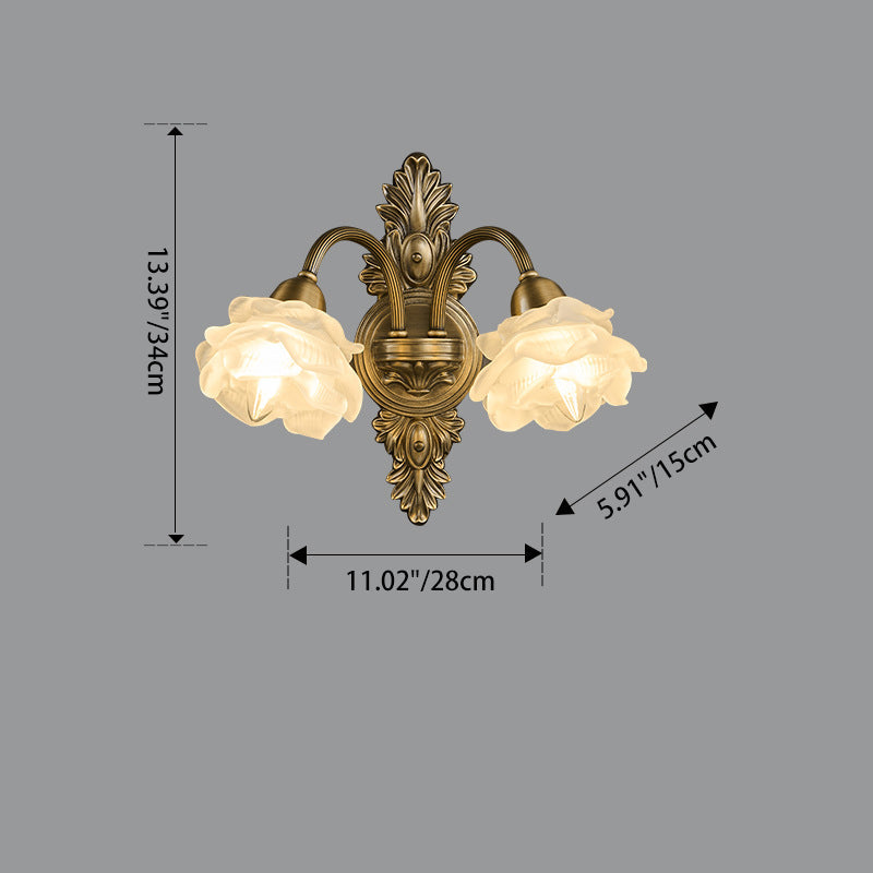 Copper Glass Flower 1/2 Wall Lamp