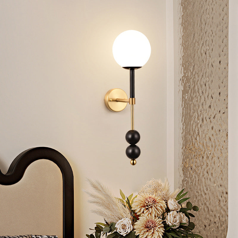 Iron Glass Linear Bedroom Wall Lamp