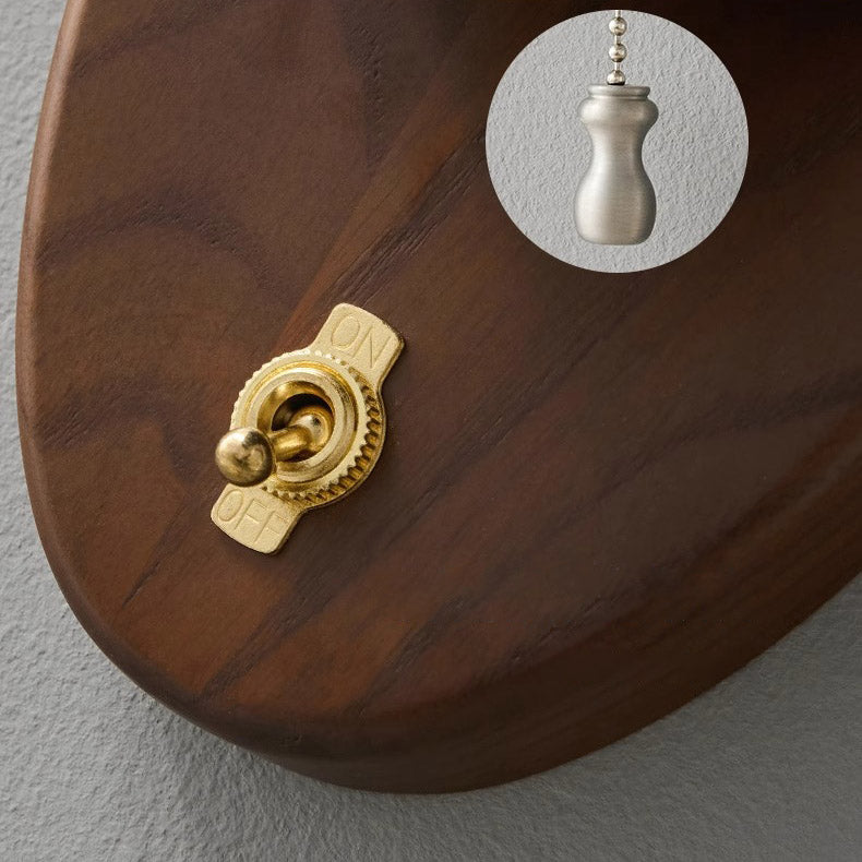 Copper Ash Wood Round Wall Lamp