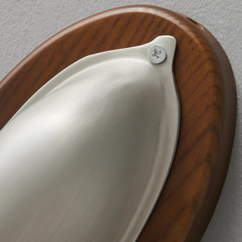 Copper Ash Wood Round Wall Lamp