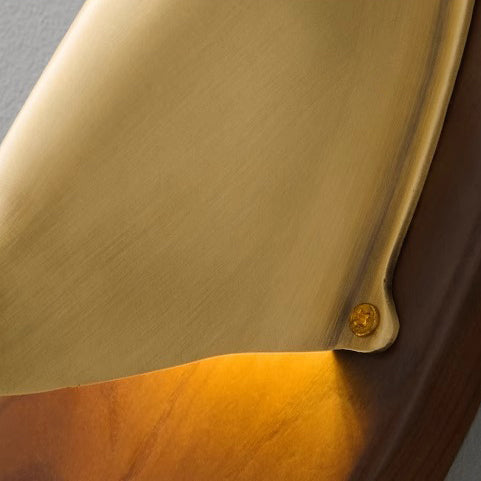 Copper Ash Wood Round Wall Lamp