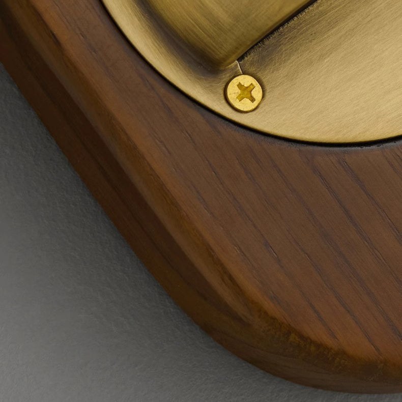 Copper Ash Wood Round Wall Lamp