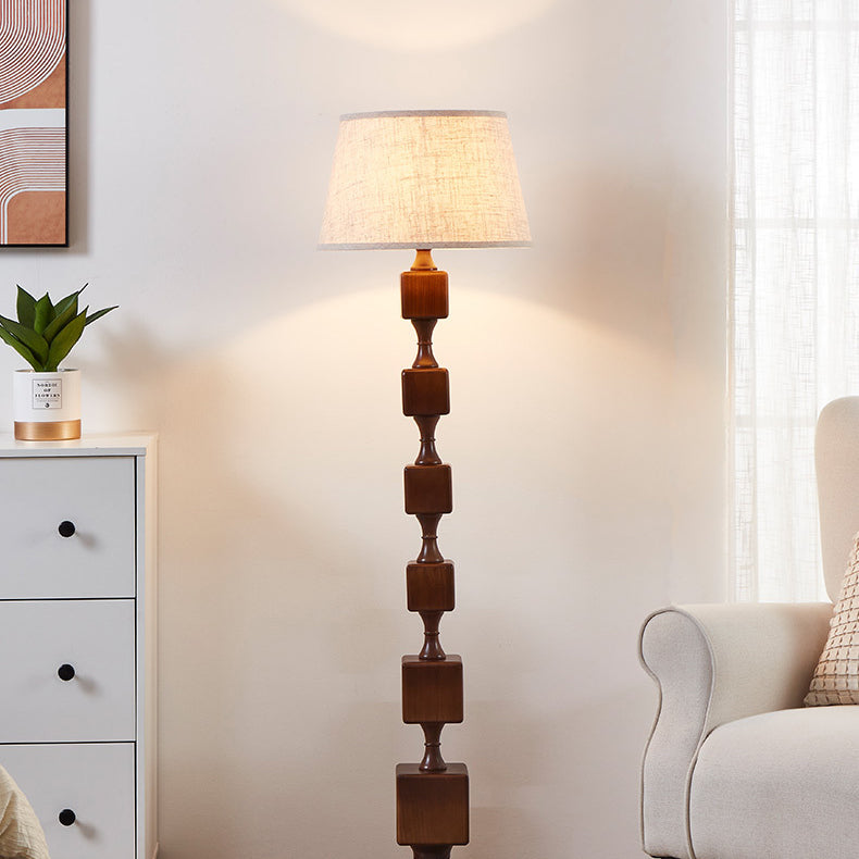 Wood Fabric Linear Living Floor Lamp