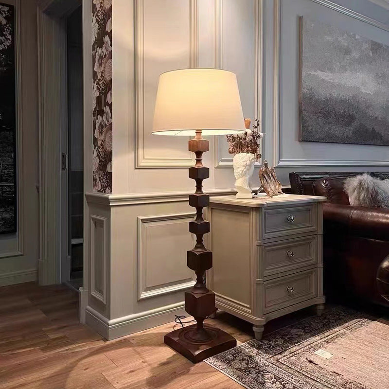 Wood Fabric Linear Living Floor Lamp